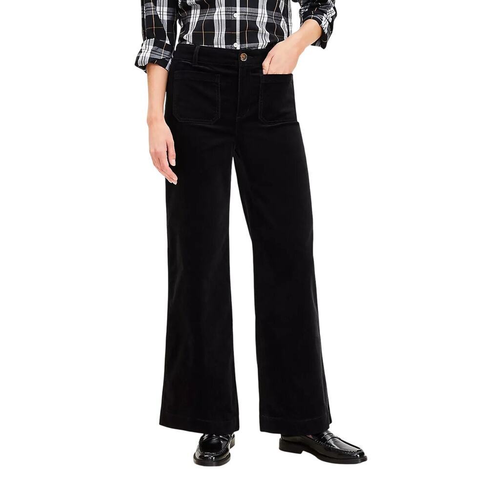 LOFT Outlet Women's Palmer Wide Leg Charcoal Corduroy Patch Pocket Pants Size 12